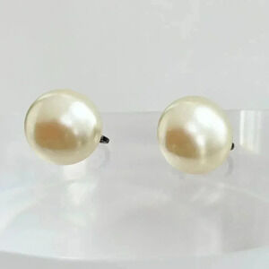 Vintage Pearl Screw Back Retro Stud Sterling Silver Earrings